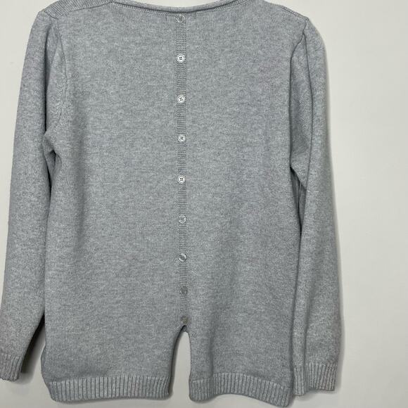 Violet Ruby Pullover Sweater Asymmetrical Hem Knitted Back Slit Crewneck Gray L - Picture 7 of 10